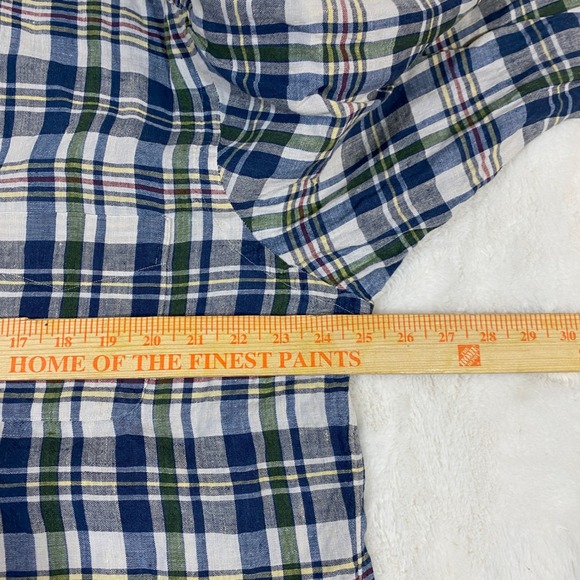 Vintage Ralph Lauren Linen Plaid Mens XL Custom Fit Button Down Shirt Preppy - Picture 5 of 9